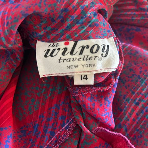 Wilroy Traveller New York Skirt + Blouse Set | Vintage | Cranberry Blue Teal - Picture 9 of 14